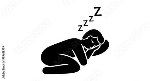 Sleeping Person Silhouette with Zzz Symbols Above Head.