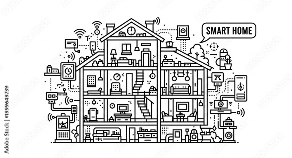 Obraz premium Smart Home Automation System - A Detailed Architectural Blueprint.