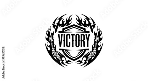 Victory emblem with laurel wreath design.
