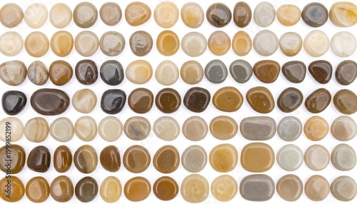 Polished stones align in rows of shifting hues, embodying surreal metaphors of diversity, balance, and the poetic harmony between nature’s permanence and human order.