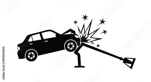 Car crash impact silhouette high quality professional detailed