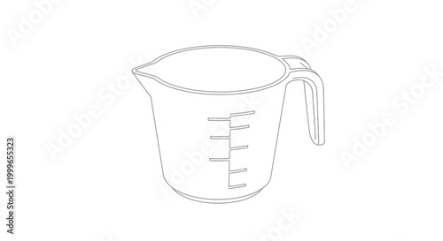 Simple line drawing of a measuring cup for kitchen use.