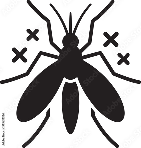 killed mosquito symbol, balck icon silhouette vector