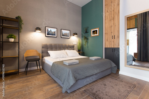 фотографія comfort, furniture and interior concept - cozy home living bedroom