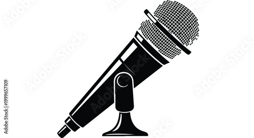 Professional Studio Microphone Icon Silhouette for Podcast and Music