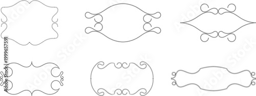 Decorative dotted ornamental frames set vintage border vector illustration