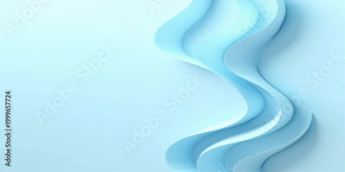 Soft flowing blue waves create an abstract silk texture with a light pattern of motion for a winter water backdrop design