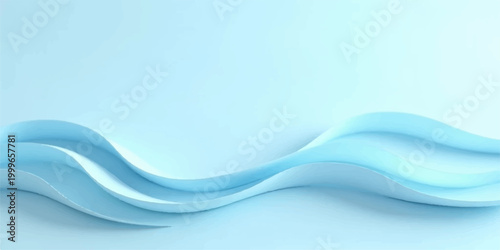 Blue abstract flowing wave background with smooth light, icy winter sky, flowing water texture motion and wave design texture