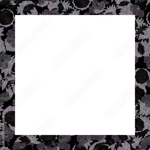 Blank frame with floral collage pattern borders