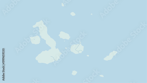 Modern minimalist vector map of Galapagos Islands, Ecuador. High-quality SVG illustration of the volcanic archipelago coastline for travel posters, science and nature design.