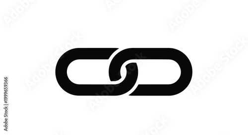 Black chain link icon symbol on white background, simple chain link graphic design element for business, connection, or strength concept