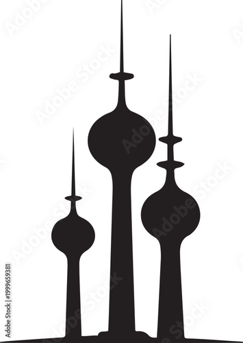 Kuwait Towers, balck icon silhouette vector