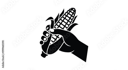 hand holding corn cob silhouette high quality professional detailed modern elegant stylish clean crisp vibrant colorful digital creative innovative contemporary premium