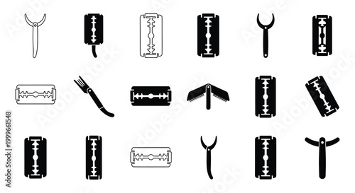 collection of grooming tools silhouettes high quality professional detailed modern elegant stylish clean crisp vibrant colorful digital creative innovative contemporary premium