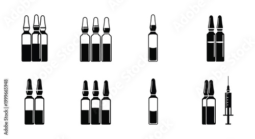 medical vials in various arrangements silhouette high quality professional detailed modern elegant stylish clean crisp vibrant colorful digital creative innovative contemporary