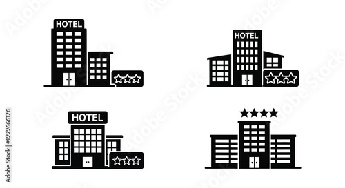 hotel buildings with star ratings silhouette high quality professional detailed modern elegant stylish clean crisp vibrant colorful digital creative innovative contemporary