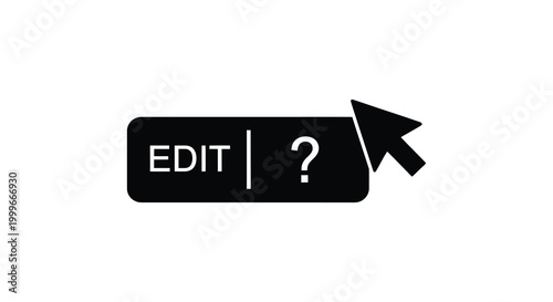 edit button with question mark and cursor silhouette high quality professional detailed modern elegant stylish clean crisp vibrant colorful digital creative