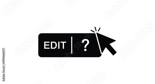 edit button with question mark and cursor silhouette high quality professional detailed modern elegant stylish clean crisp vibrant colorful digital creative