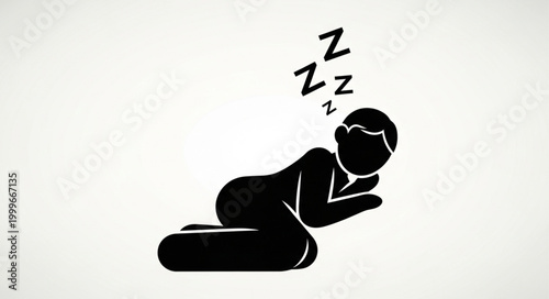 Fotografie Silhouette of a sleeping person with Zzz symbols above head.