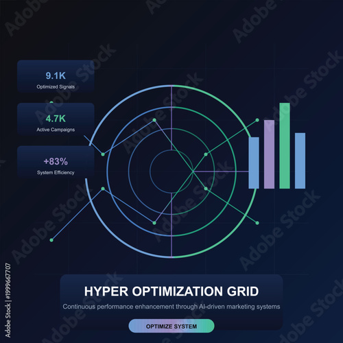 Hyper optimization grid, business infographic, marketing analytics, performance enhancement