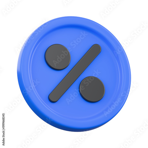 Blue percent symbol button for sales promotion