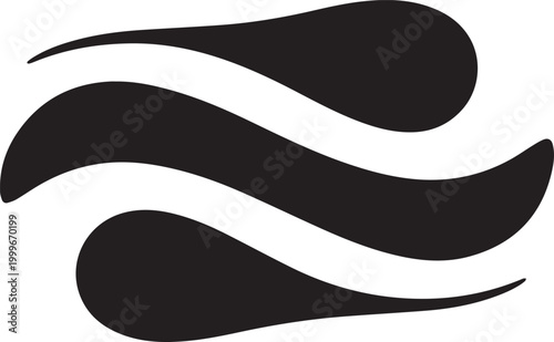 Black wavy lines on white background with smooth curves and flowing design