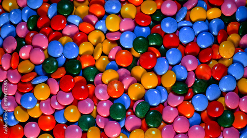 colorful chocolate candies. A cheerful and bright background texture