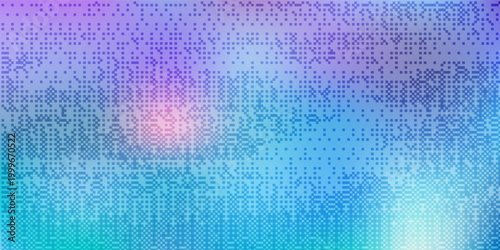 Pixelated bitmap gradient Y2K aesthetics texture. Neon color dither pattern background. 8 bit video game screen wallpaper. Retro glitchy pixel art illustration. Abstract vector illustration