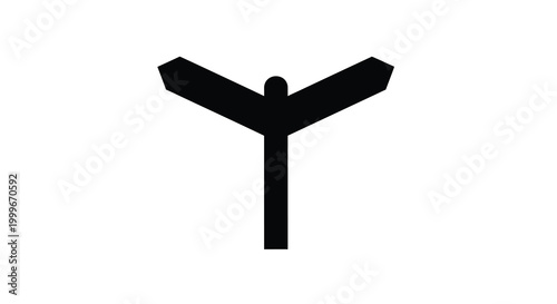 Geometric y shaped symbol on white background