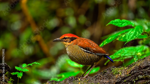 Javan Banded Pitta in a lush jungle setting
