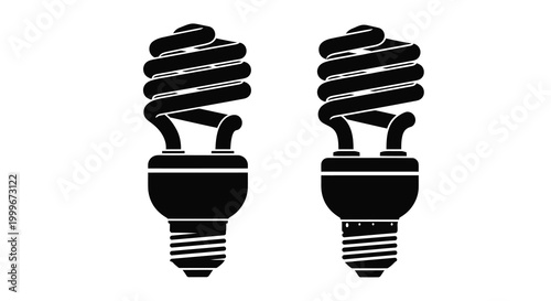 Compact fluorescent lamps two bulbs black silhouette