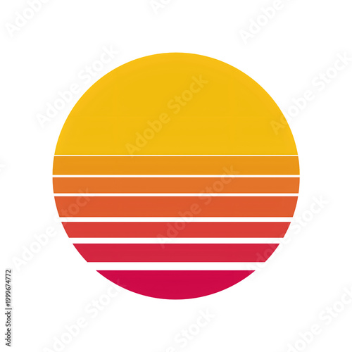Retro Sunset Stripe Circle Icon Vector