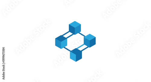 A blue 3D cube shaped logo.
