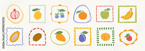 Abstract fruit set in different frames