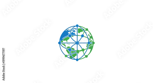 A stylized illustration of the Earth with interconnected lines.