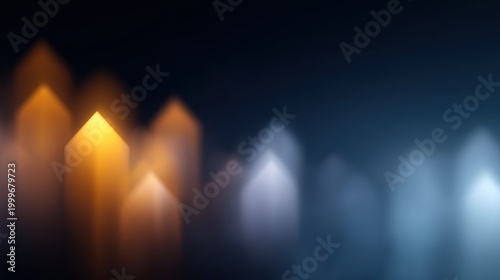 abstract blurry background with glowing upward arrows, warm and cool light contrast, progress and success concept