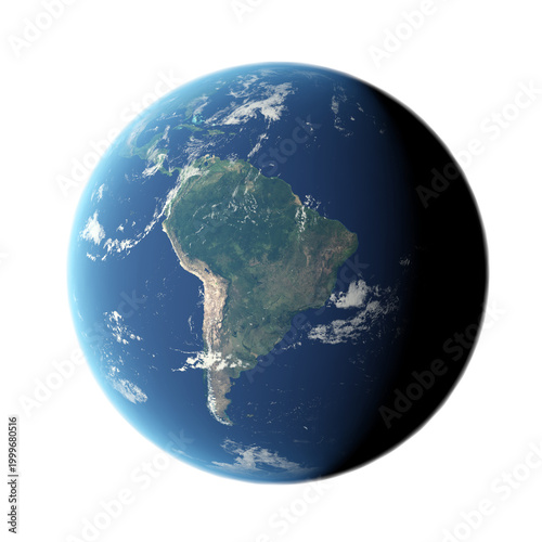 South America from Space PNG Earth Isolated