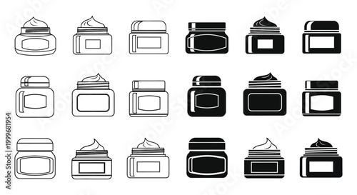 cosmetic jars in various styles and colors silhouette high quality professional detailed modern elegant stylish clean crisp vibrant colorful digital creative