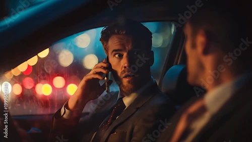 Corporate Professional Making Call During Night Drive