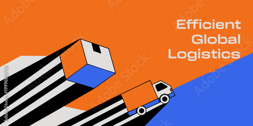 lGlobal Logistics Illustration with Cargo Transport and Shipping Network Concept