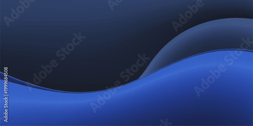 A futuristic blue abstract background features smooth flowing waves and glowing light curves in a motion pattern of energy and fractal lines