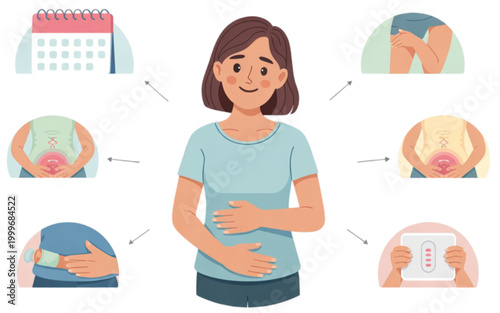 Woman experiencing menstrual cramp pain.