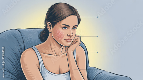Woman sitting on a chair thinking.