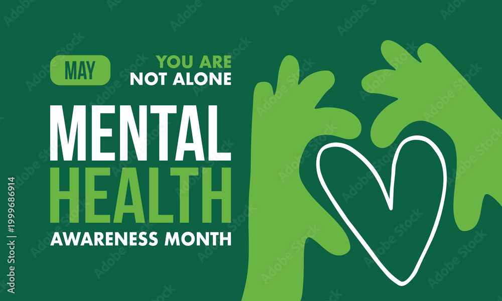 Naklejka premium Mental Health Awareness Month in May. Annual campaign in United States. Raising awareness of mental health. Control and protection. Prevention campaign. Medical health care design. Vector illustration
