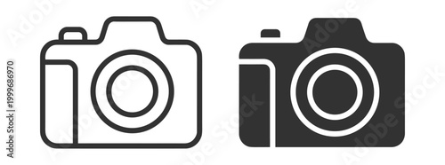 camera icon set line and solid style digital photography technology device on transparent background