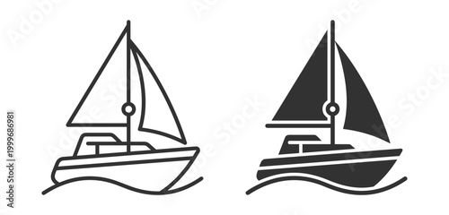 sailboat icon set line and solid style boat symbol marine transport on transparent background