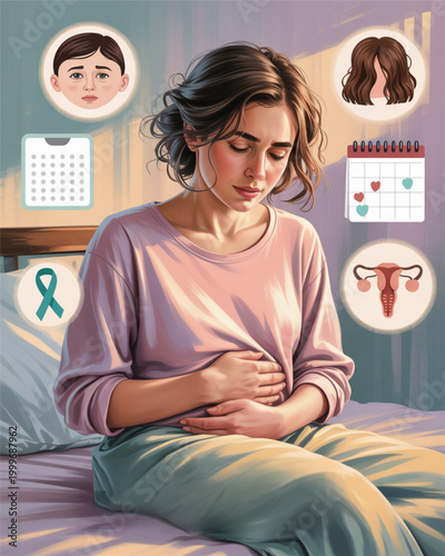 Woman experiencing menstrual cramp pain.