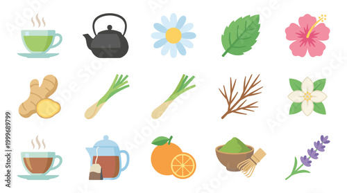 Invigorating Herbal Tea and Natural Ingredient Collection for Wellness and Health