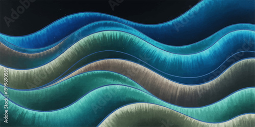 An abstract blue background features flowing waves and a seamless fractal pattern of electric lightning, blending liquid motion with microscopic biology textures resembling cells and energy