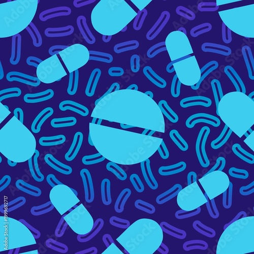 Medicine seamless pills pattern for wrapping paper and doctor clothes and packaging and medical accessories